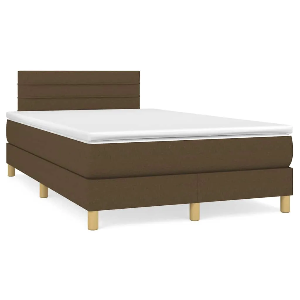 Boxspringbett mit Matratze, LED-Streifen, Stoff, 120x190 cm, Braun
