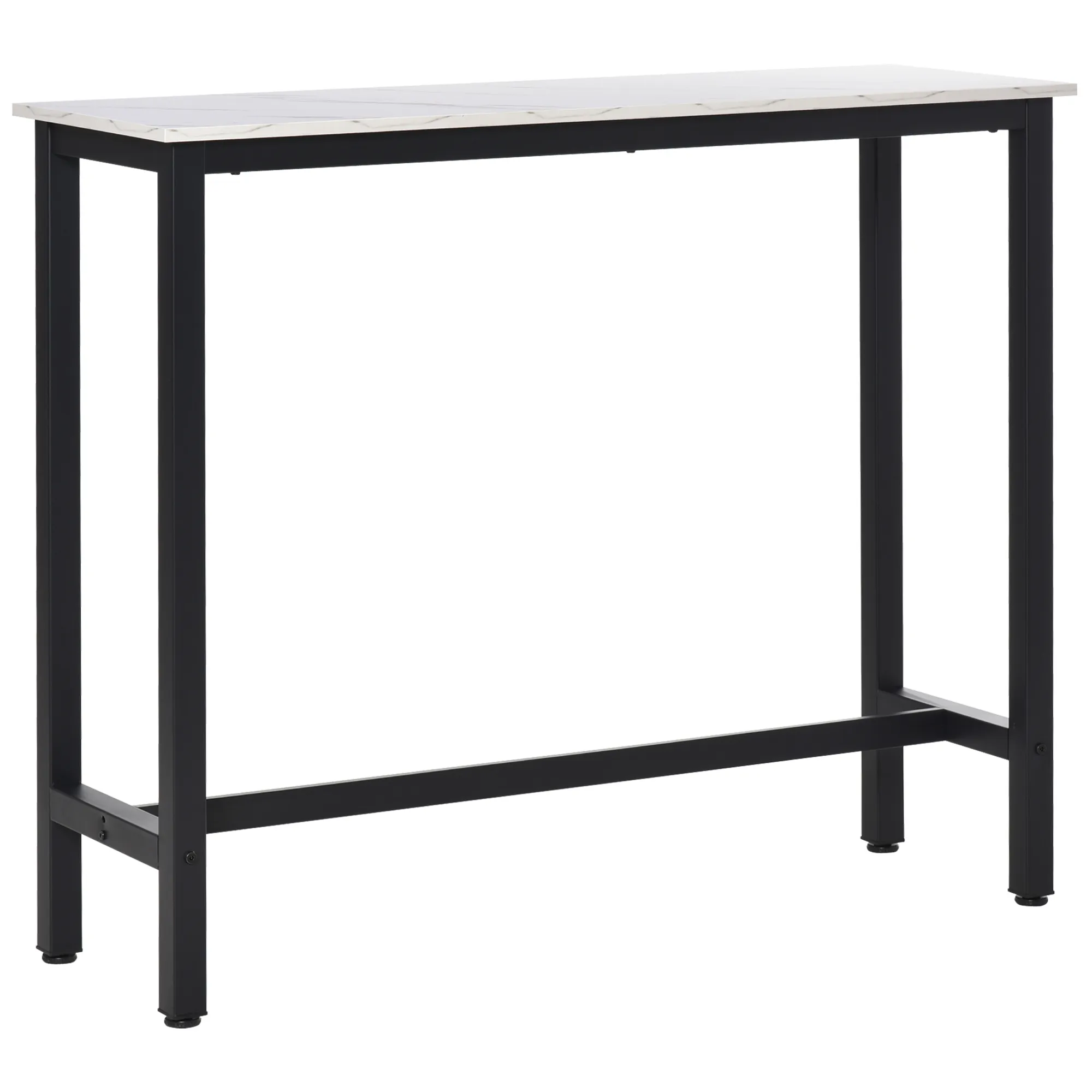 Bartisch 120x40x100 cm in Weiß und Schwarz mit Marmoroptik