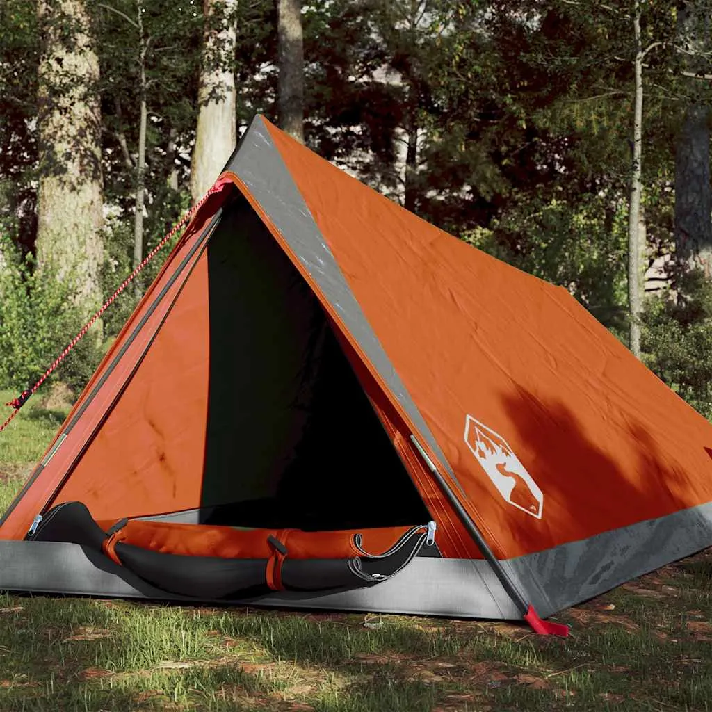 Campingzelt 200x120x88/62 cm Grau und Orange für 2 Personen
