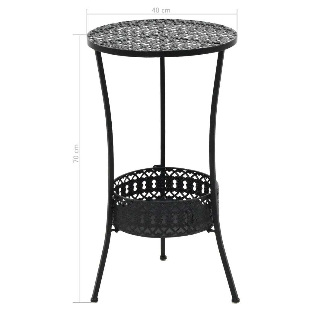 Schwarzer Bistrotisch aus Metall 40 x 70 cm
