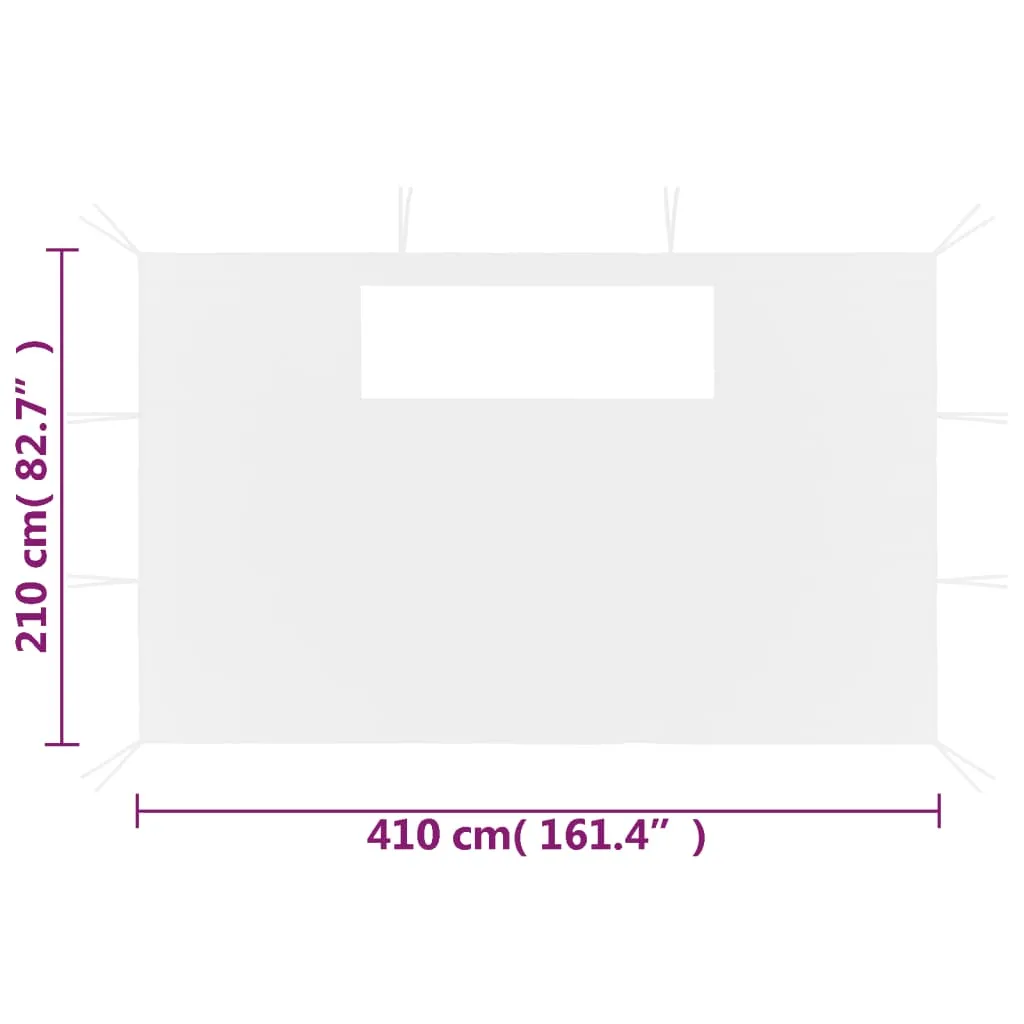 Pavillon-Seitenwand-Set Weiß 410x210 cm & 280x210 cm mit Fenster