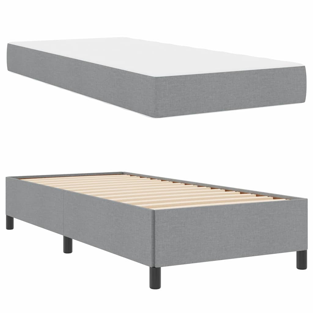 Boxspringbett mit Matratze, Holzwerkstoff, 200 x 90 cm, Hellgrau