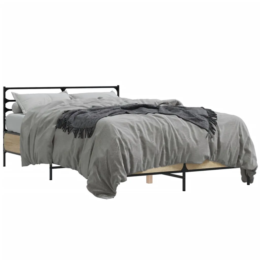 Bett Sonoma-Eiche 193 x 138 x 74 cm mit Metallbeinen