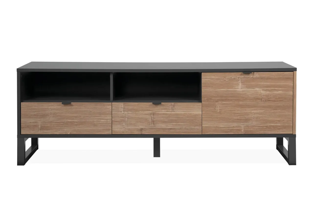 finori TV Sumatra Anthrazit / Bambus Industrial-Look 160 cm Fernsehschrank