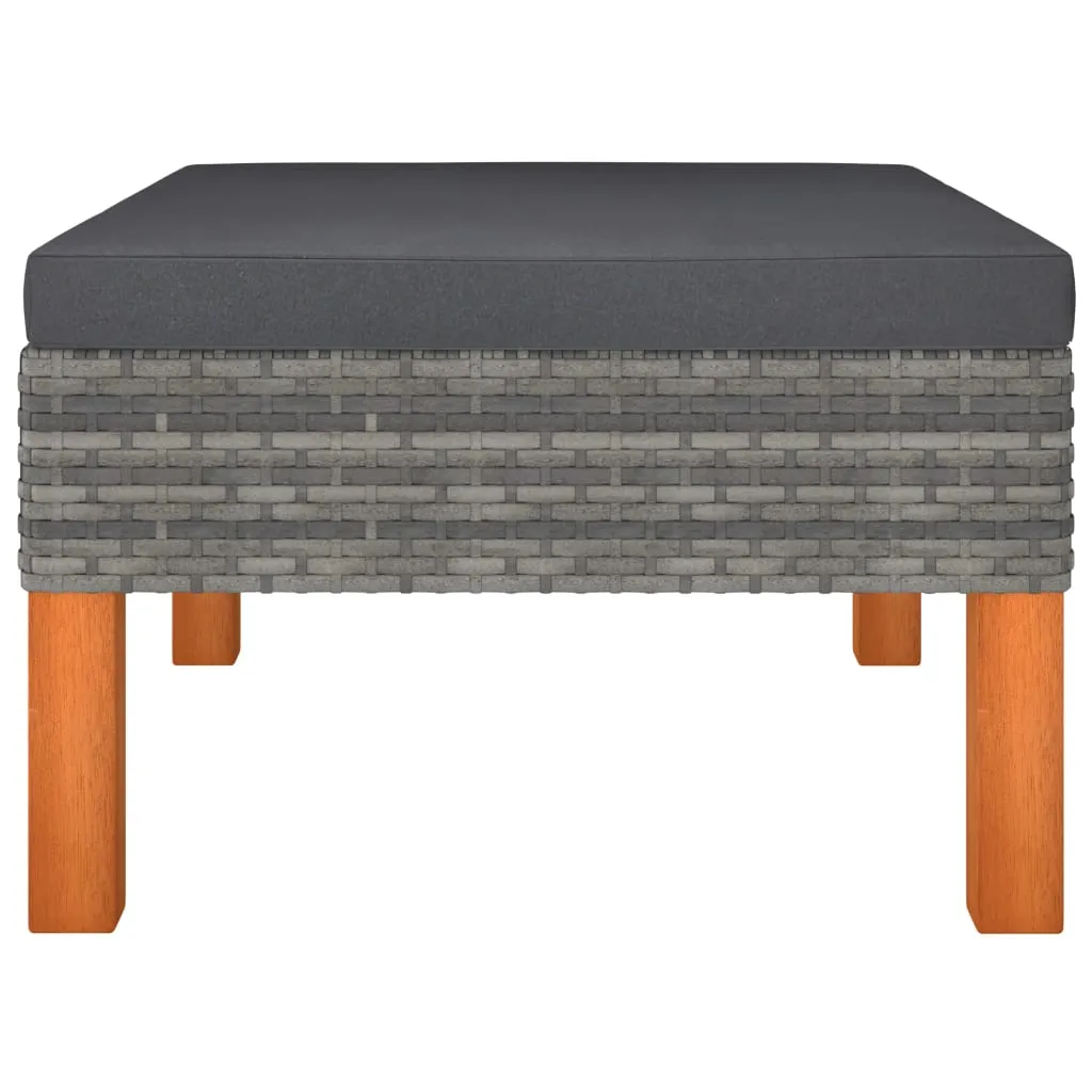 7-tlg. Garten-Lounge-Set Poly Rattan und Eukalyptusholz Grau