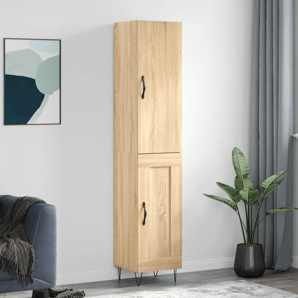 Highboard Sonoma-Eiche 34,5 x 34 x 180 cm aus Holzwerkstoff und Metall