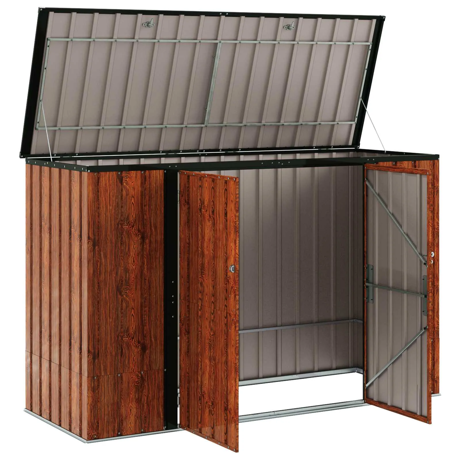 Abschließbare Gartenlagerbox 214x82x132 cm Braun aus Stahl