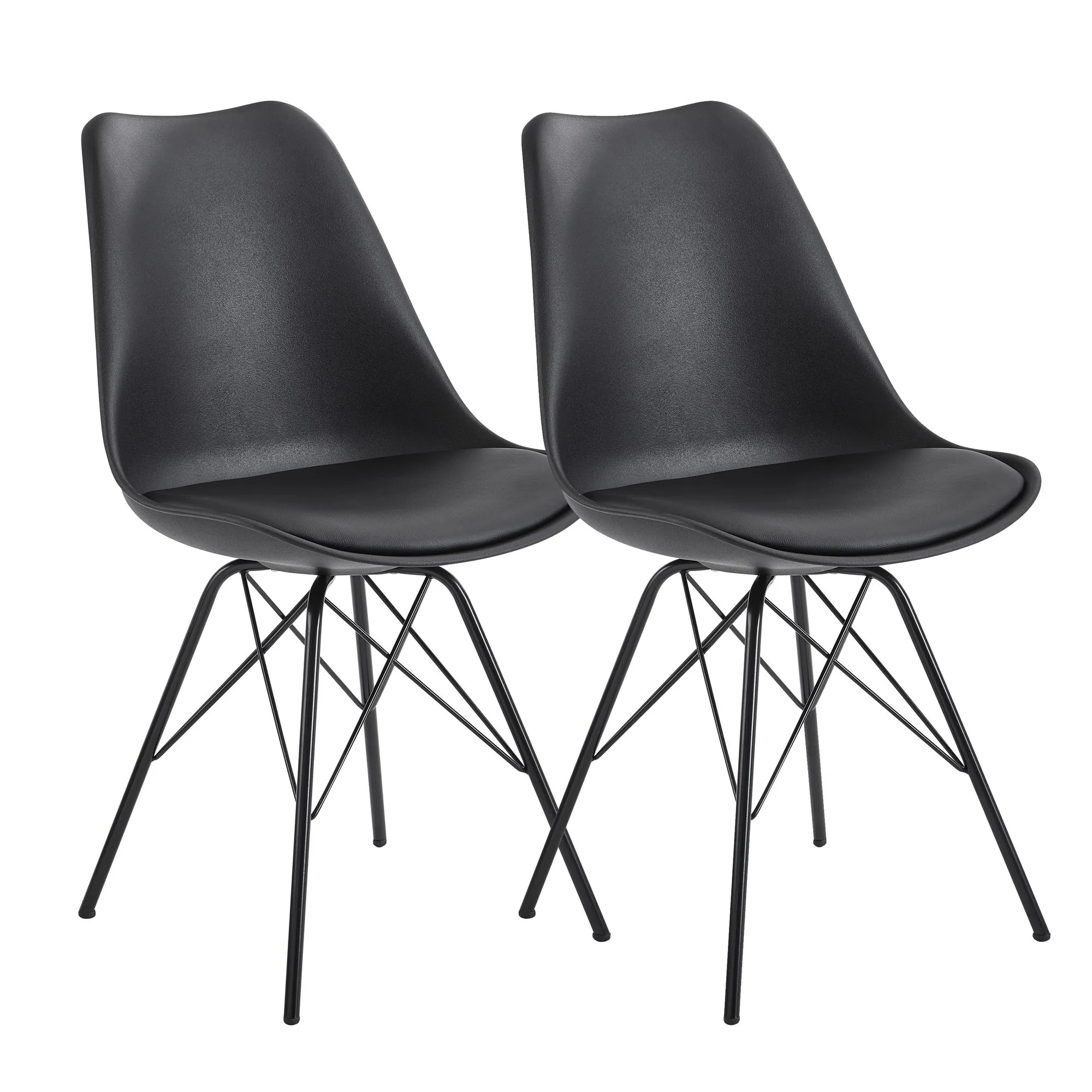 Wohnling Esszimmerstuhl 2er Set Schwarz Küchenstuhl Kunststoff Skandinavisches Design Wohnling Esszimmerstuhl 2er Set Schwarz Küchenstuhl Kunststoff Skandinavisches Design