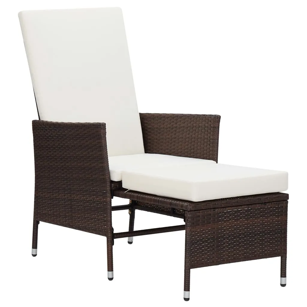 Outdoor Lounge-Set Braun PE-Rattan Sessel 62x131x106 cm Tisch 50x50x45 cm
