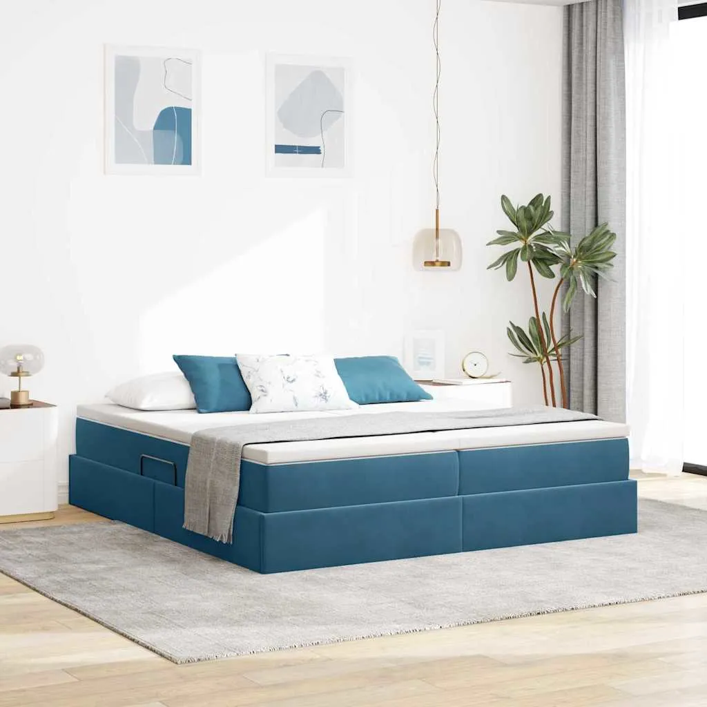 Stauraumbett mit Matratze 204 x 200 x 48,5 cm Dunkelblau