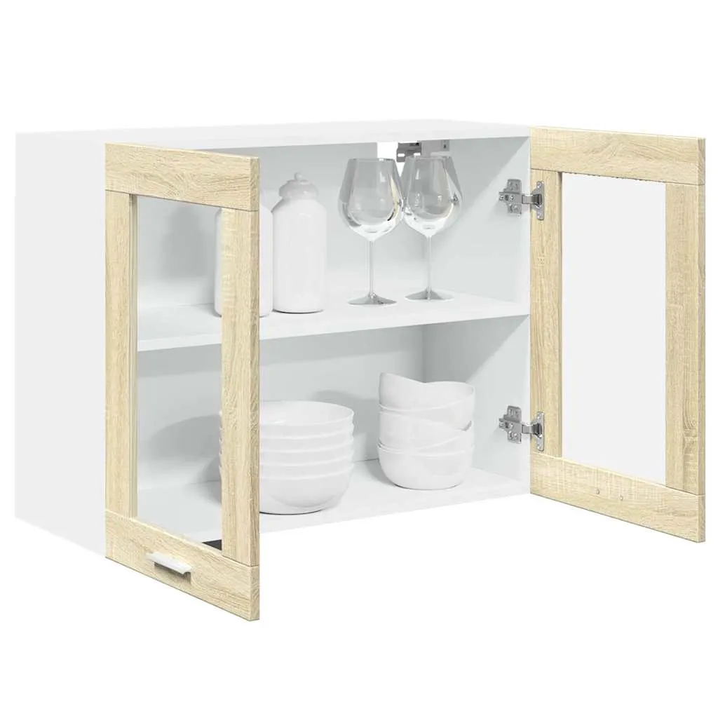 Hängeschrank Lyon mit Glastüren 80x31x60 cm Sonoma-Eiche