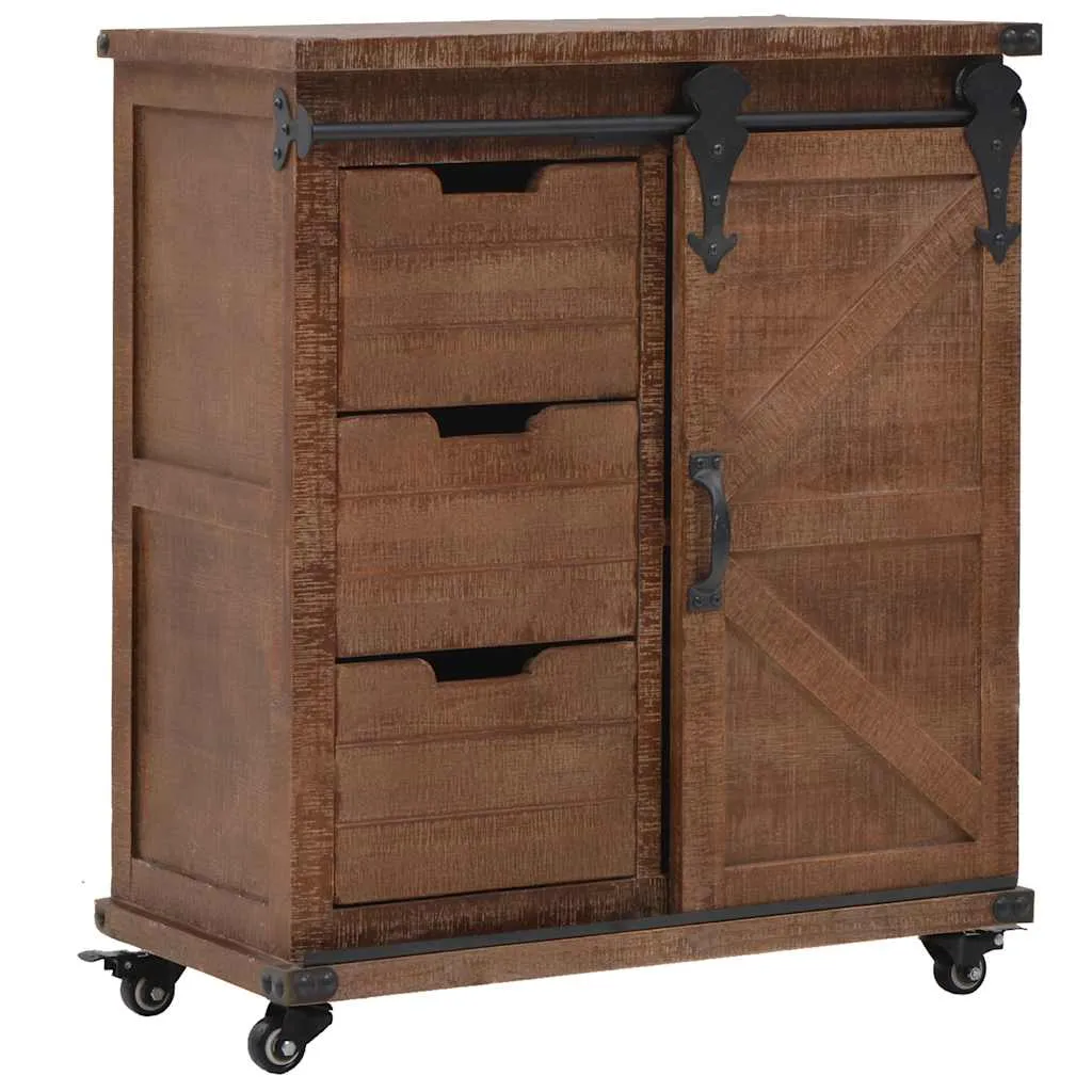 Rollschrank aus massivem Holz Braun 64 x 33,5 x 75 cm