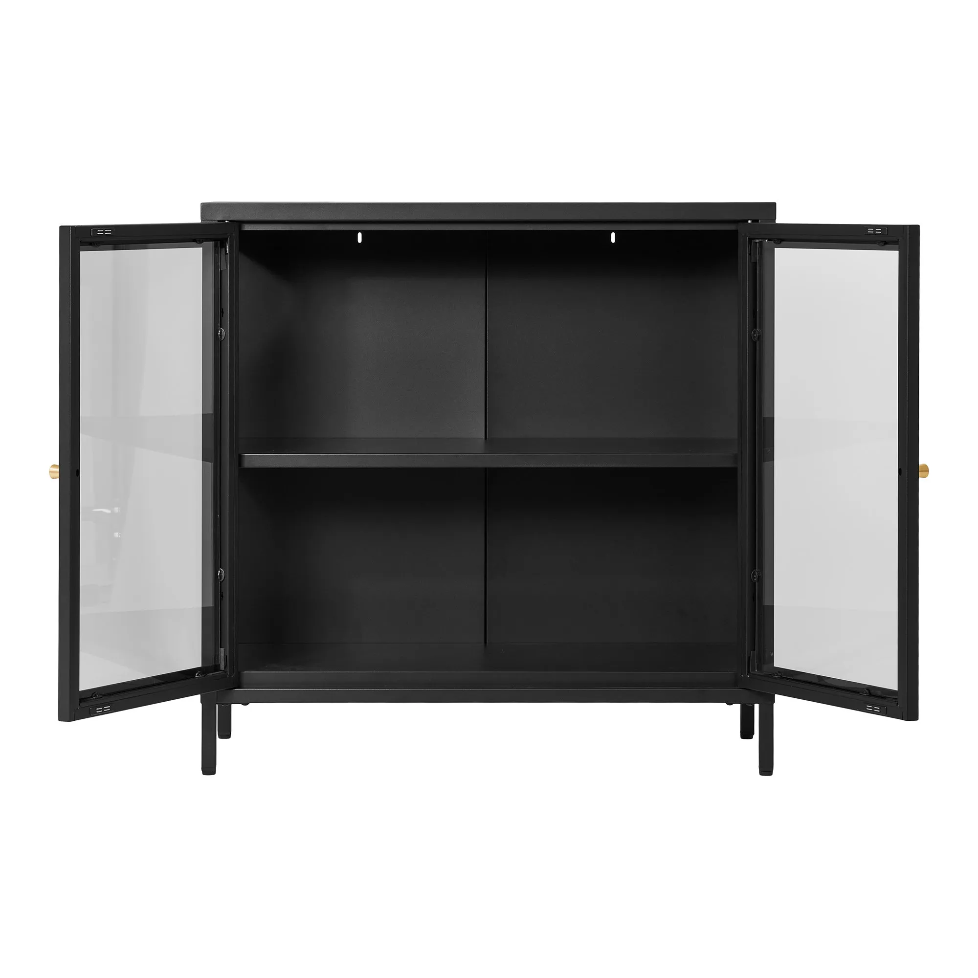 tinkaro Schrank 2 Glastüren 80x35x80 cm Schwarz