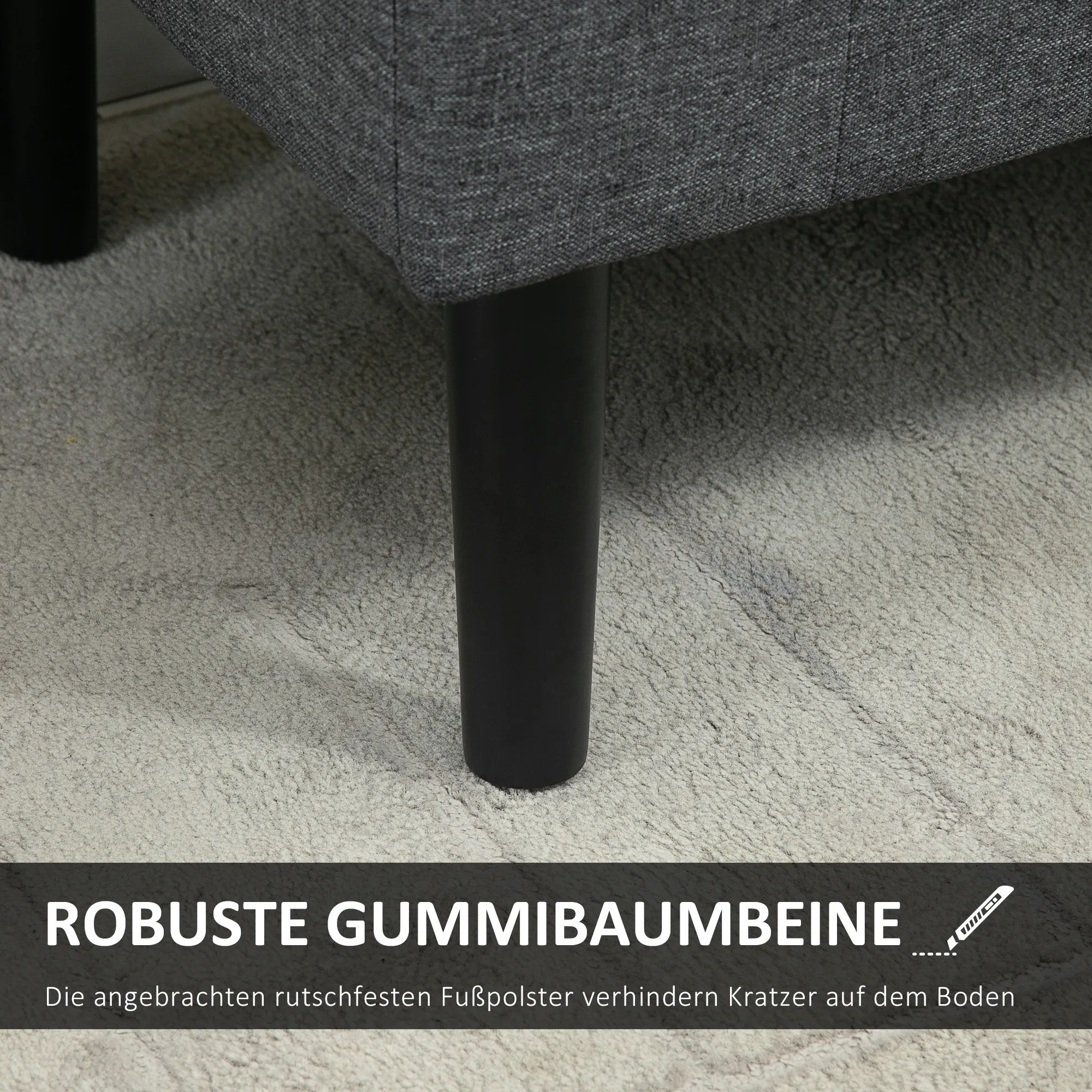 Sitzhocker Dunkelgrau 116L x 44B x 58H cm mit Stauraum