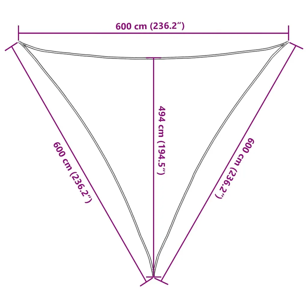 HDPE Sonnensegel Dreieckig 6 x 6 x 6 m Dunkelgrün