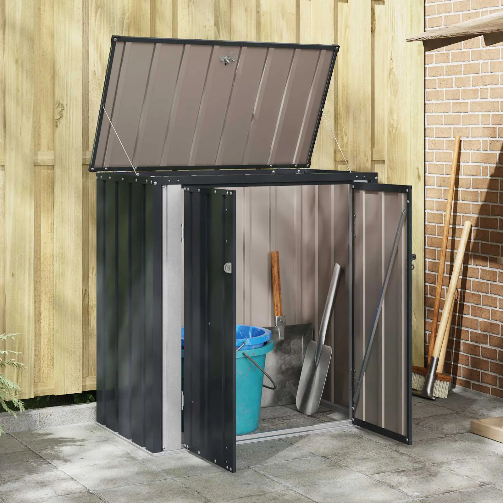 Abschließbare Gartenbox Schwarz 101,5 x 57 x 100,5 cm