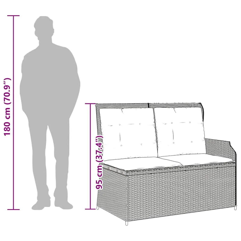 Garten-Relaxbank Hellgrau 110 x 67 x 95 cm