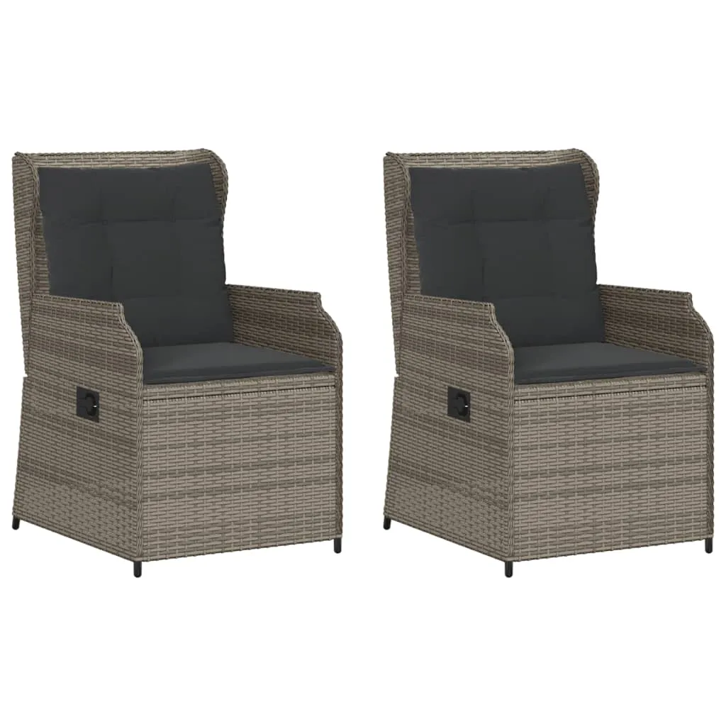 Verstellbarer Gartenstuhl aus PE-Rattan Grau 55x67x95 cm