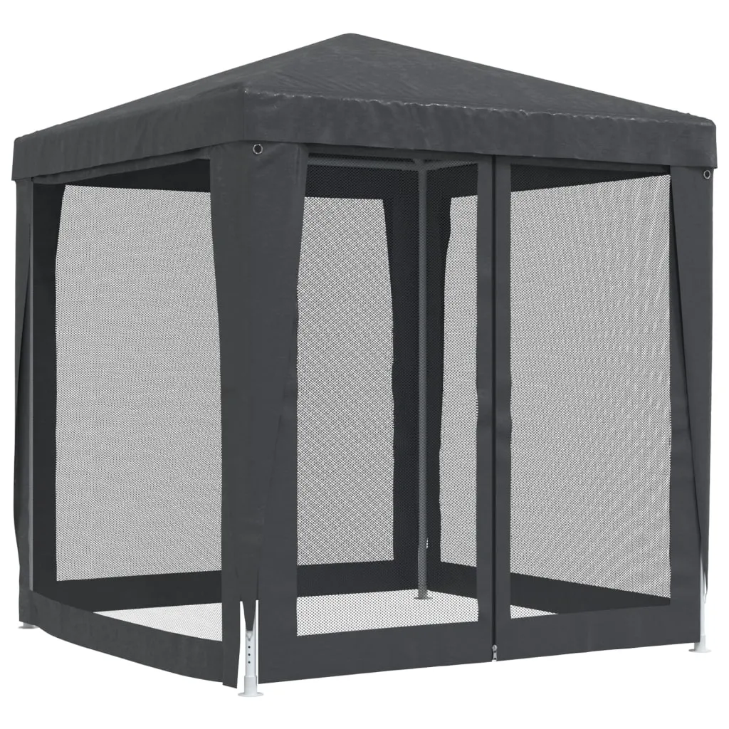 Partyzelt 200x200x240 cm Anthrazit mit wasserfestem HDPE und Mesh-Seitenwänden