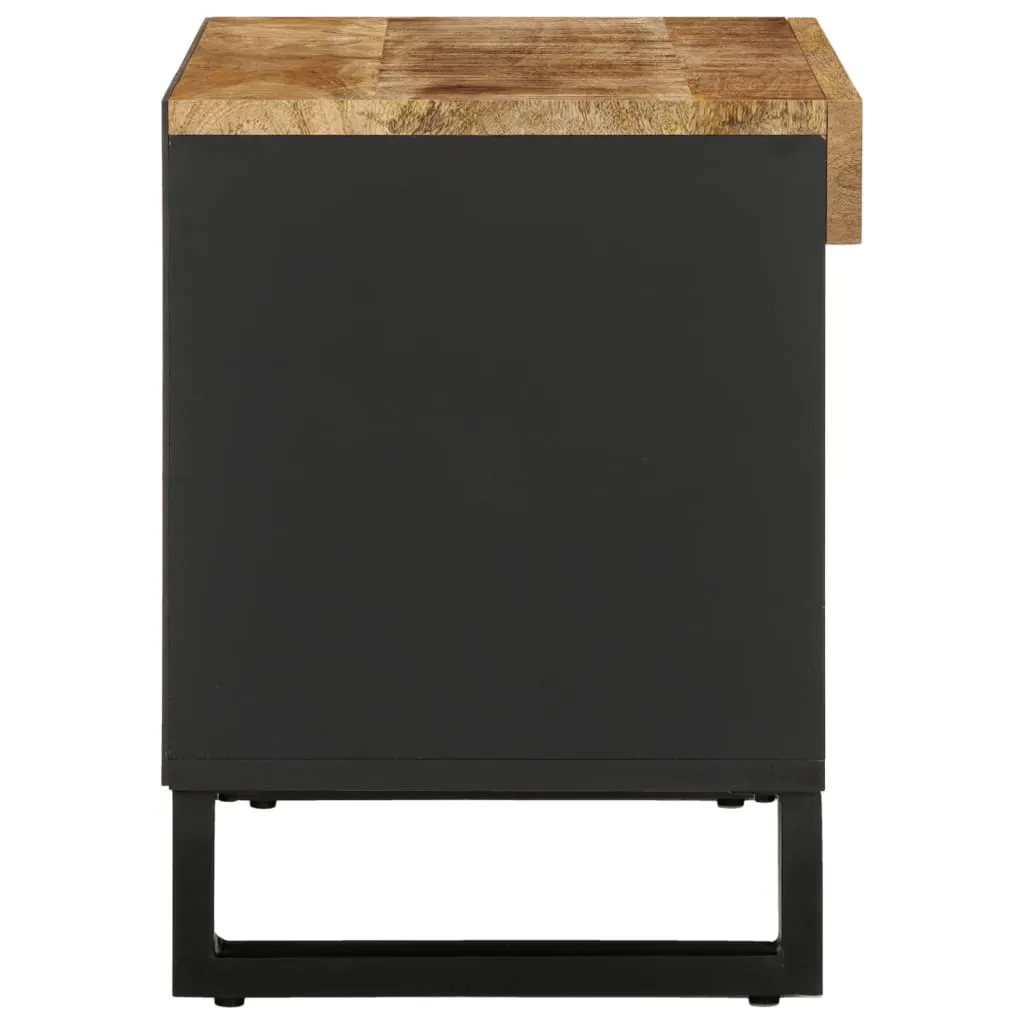 TV-Schrank aus Vollholz mit Eisenbeinen, 85 x 33 x 43,5 cm, Naturfarben