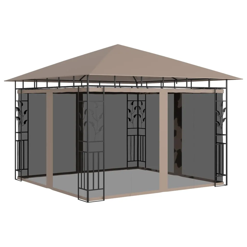 Pavillon 3x3 m Taupe mit Stahlrahmen und Stoffdach