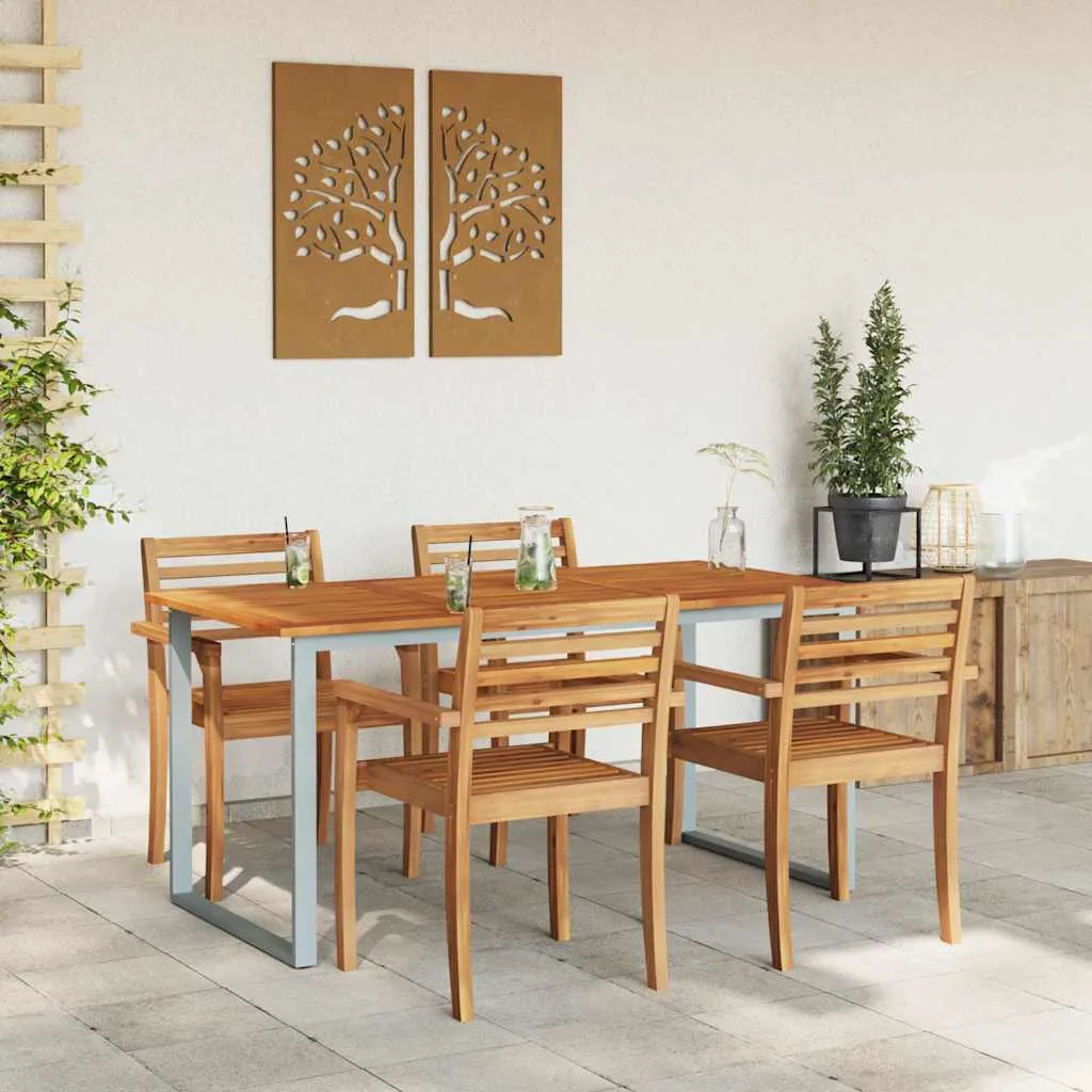 Gartentisch Echtholz 160 x 80 x 75 cm Grau