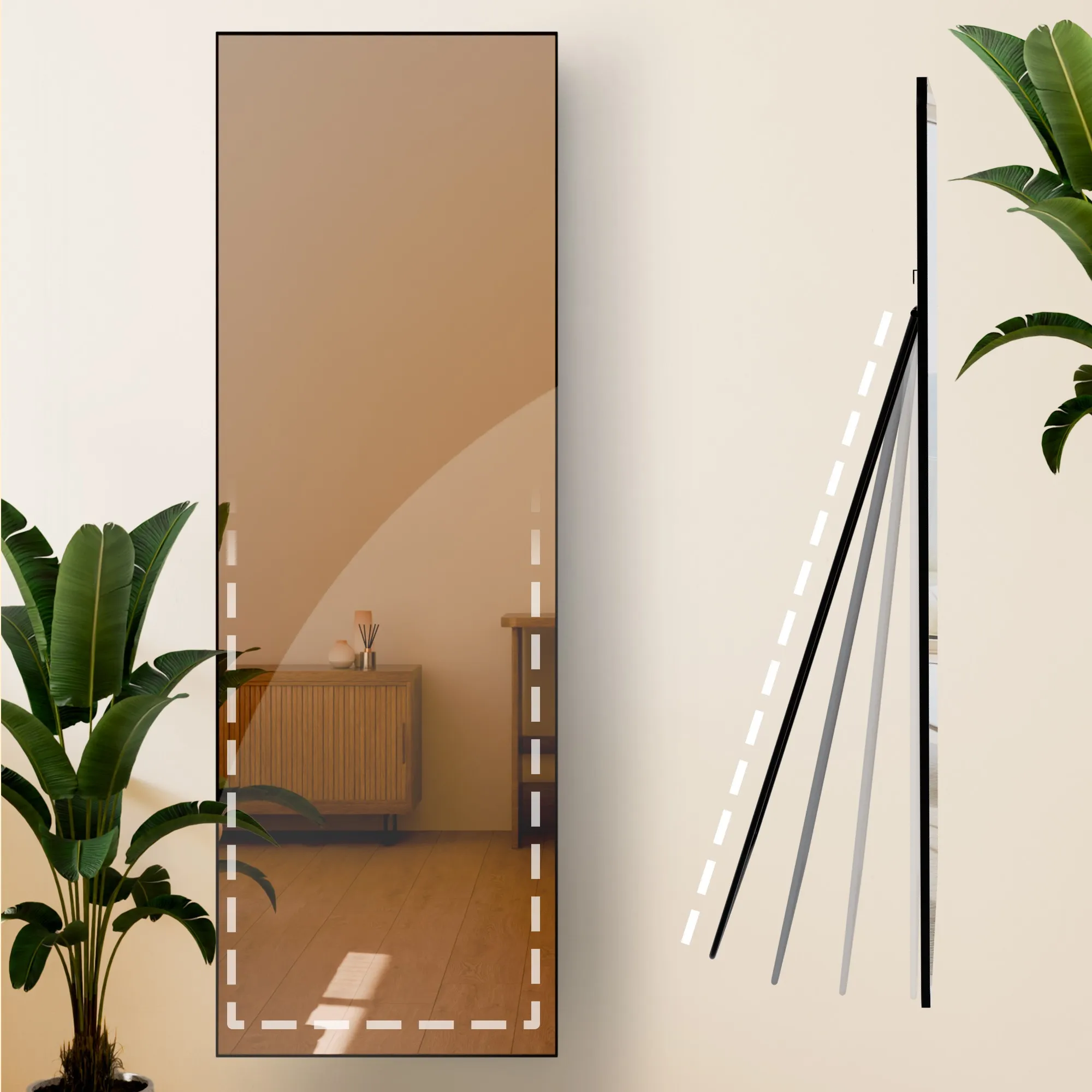 Spiegel Benicia 150x50x3 cm schwarz-matt
