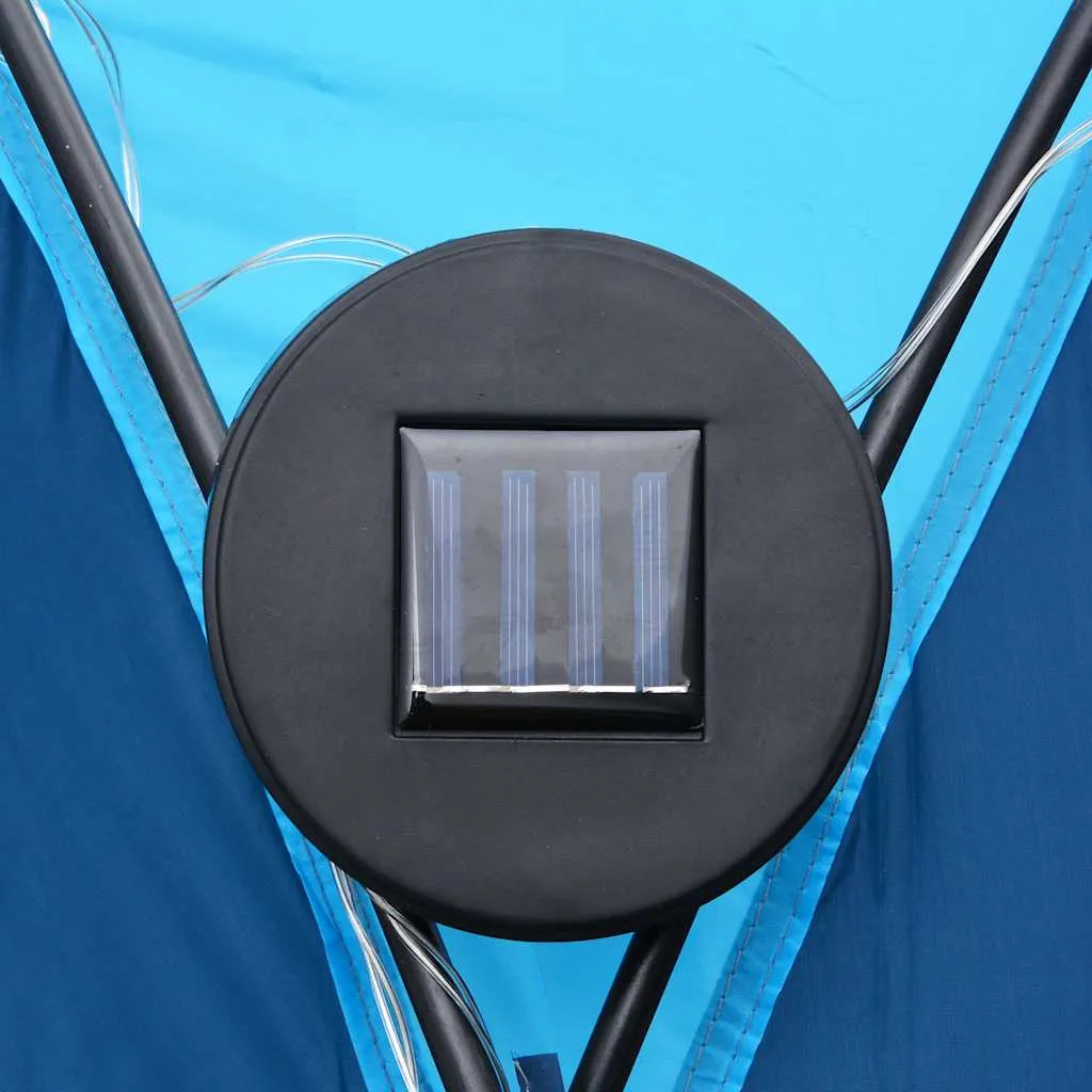 Partyzelt Blau 3,6 x 3,6 x 2,3 m mit LED-Beleuchtung und Moskitonetz