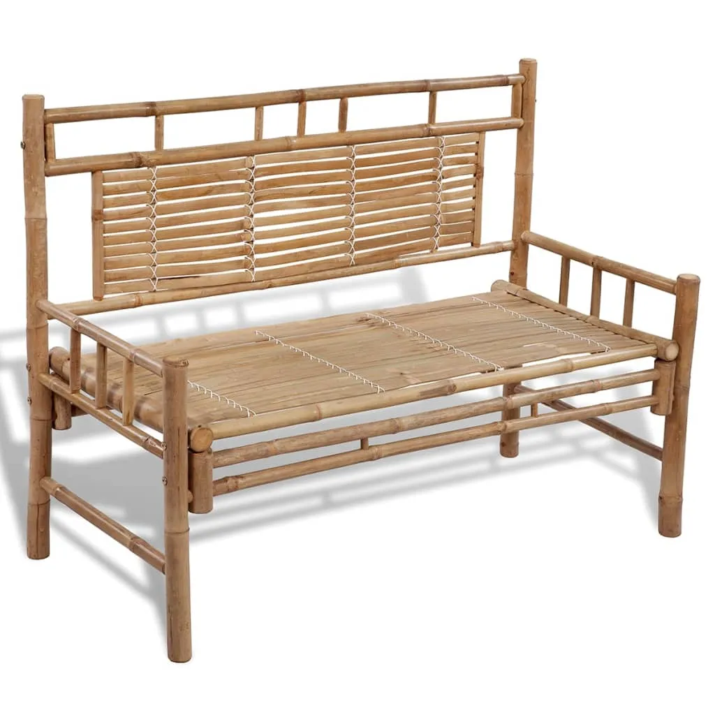 Klassische Bambusbank mit Rückenlehne 120 x 55 x 90 cm Naturfarbe