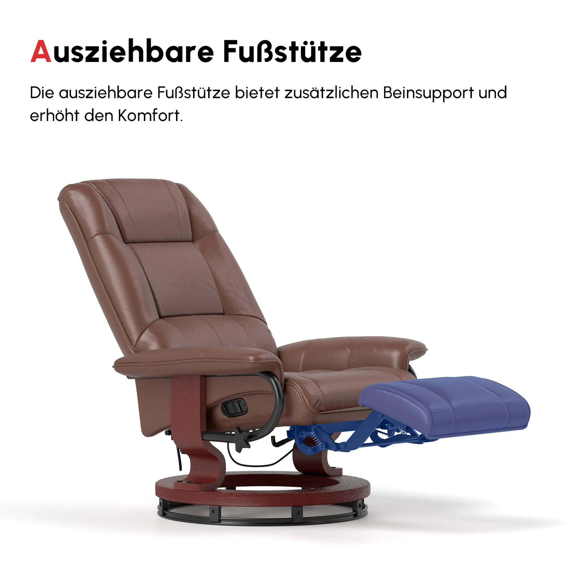 Relaxsessel Braun 78L x 87B x 100H cm mit 360° Drehfuß
