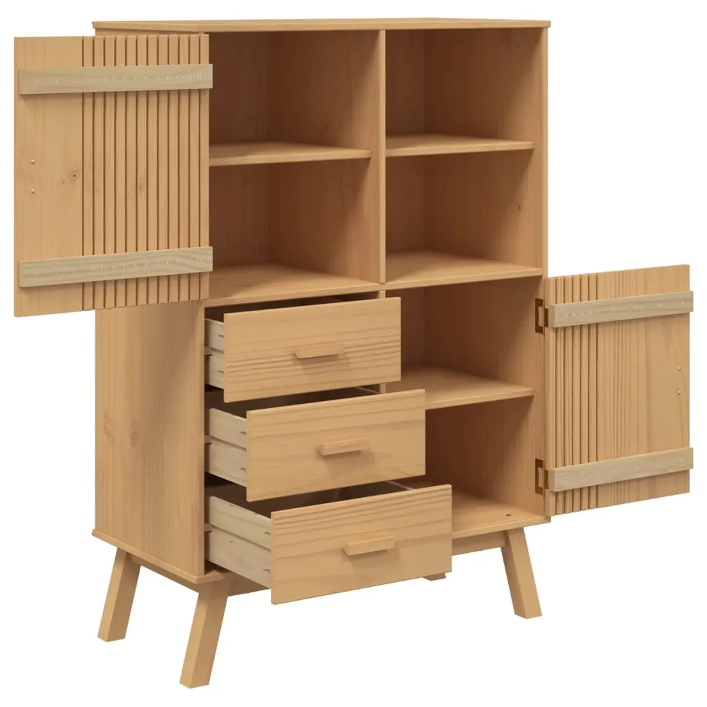 Sideboard aus massivem Kiefernholz Braun 85 x 43 x 125 cm