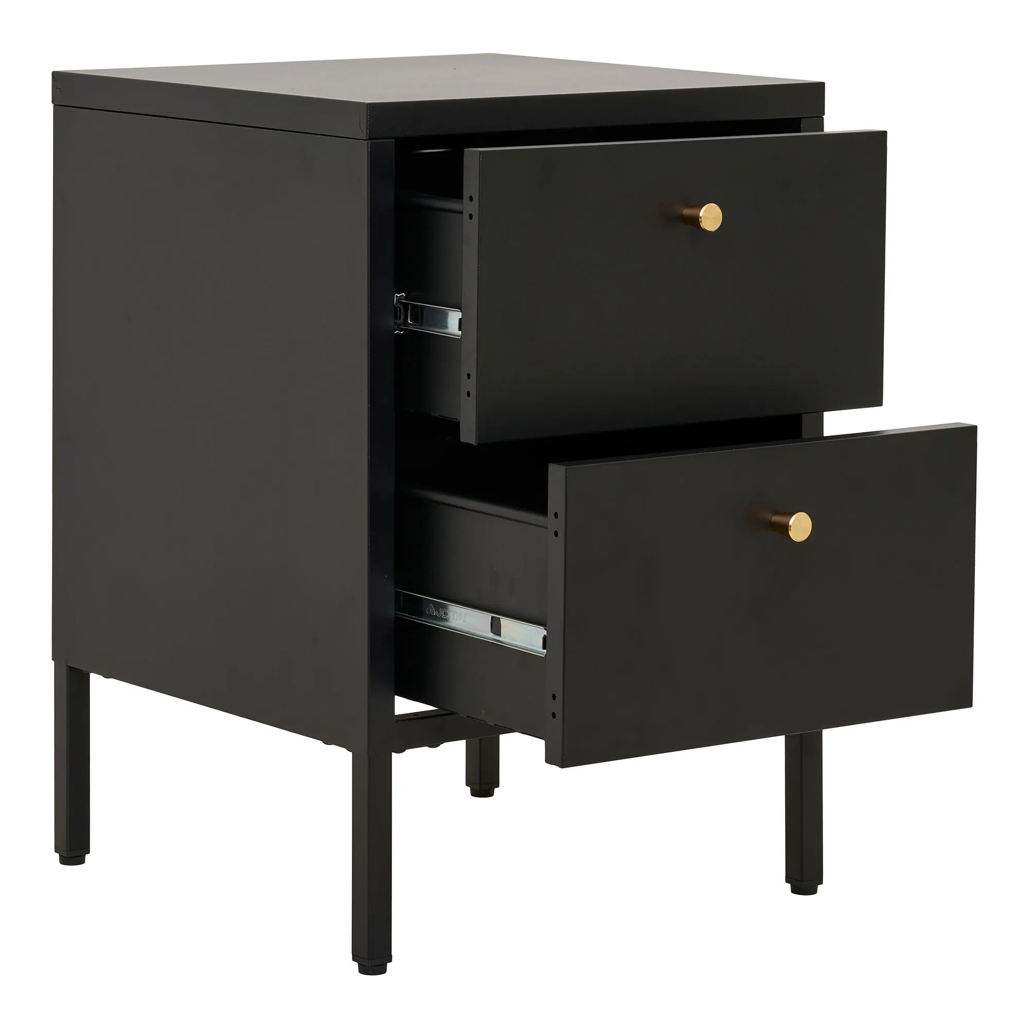 tinkaro Kommode Dalby 2 Schubladen 40x40x60 cm Schwarz