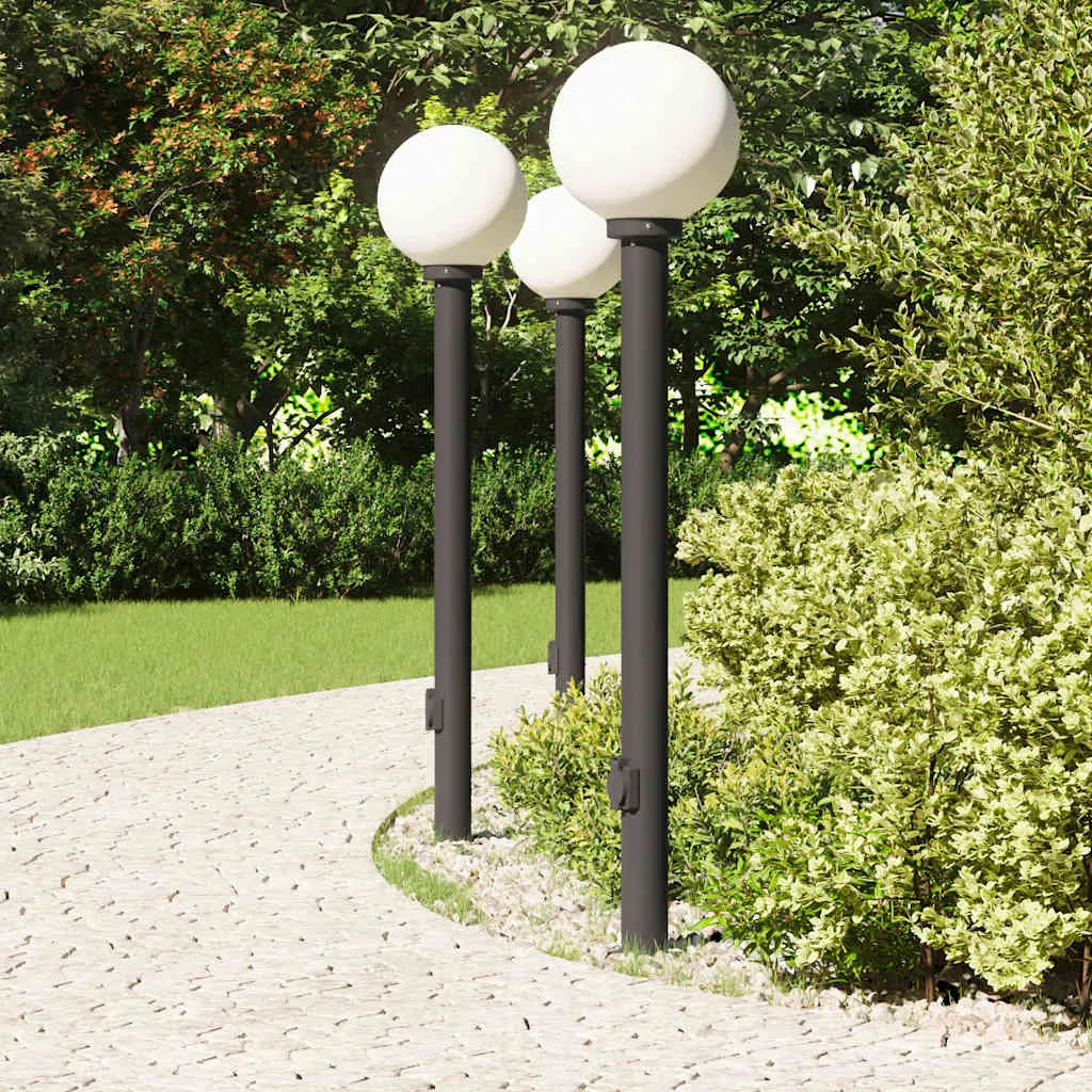 Schwarze Edelstahl Pollerleuchte 25x120 cm mit Steckdose und IP44