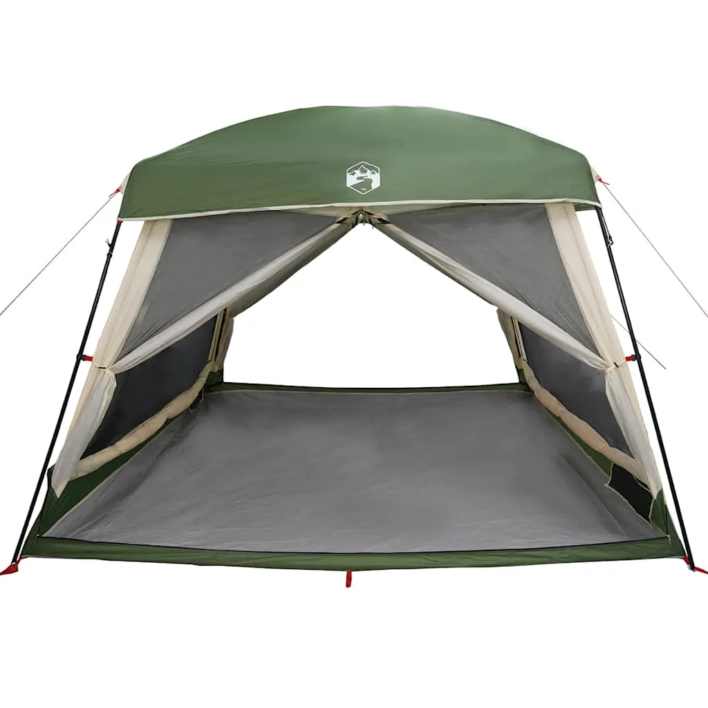 Familienzelt Grün 317x317x225 cm – Wasserdichtes Campingzelt mit E-Anschluss