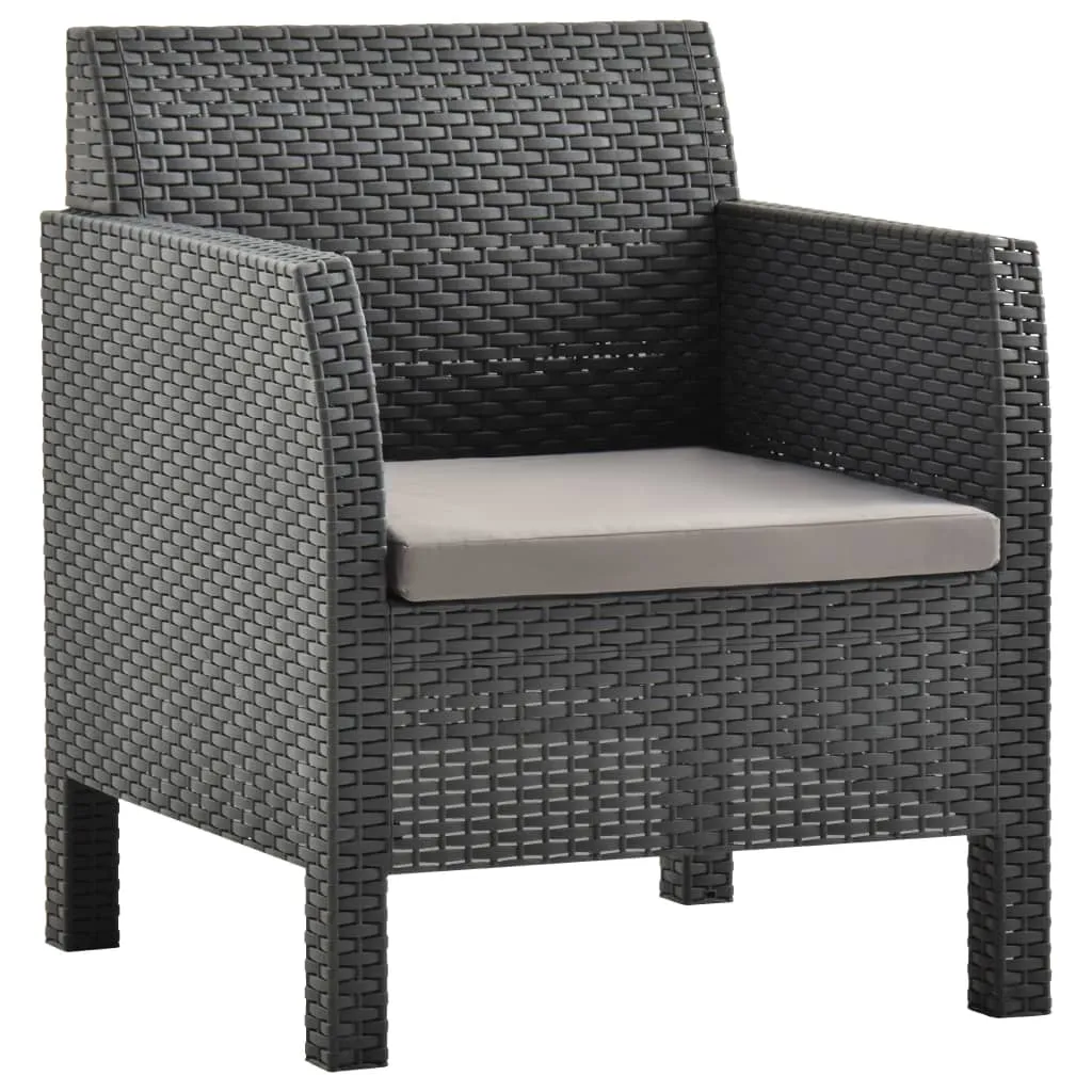 Gartenstuhl mit Kissen Anthrazit 63x65x76 cm Polypropylen Rattan-Optik