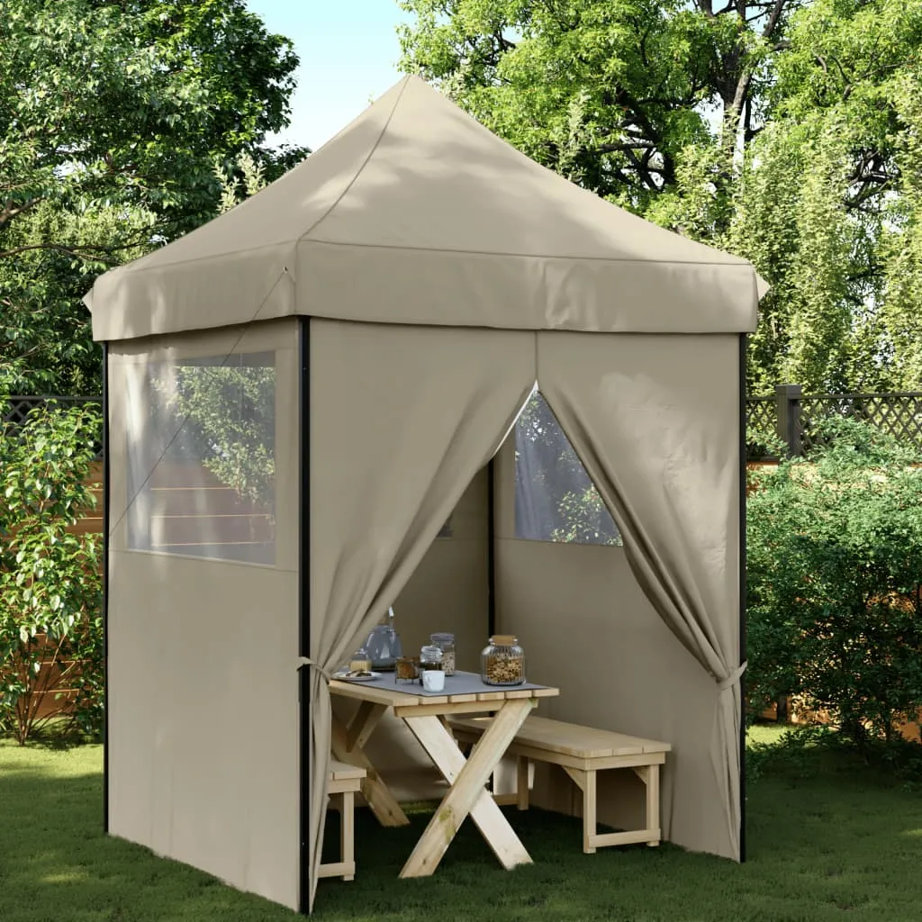Faltbares Pop-up-Partyzelt 200x200x306 cm Taupe mit Stahlgestell