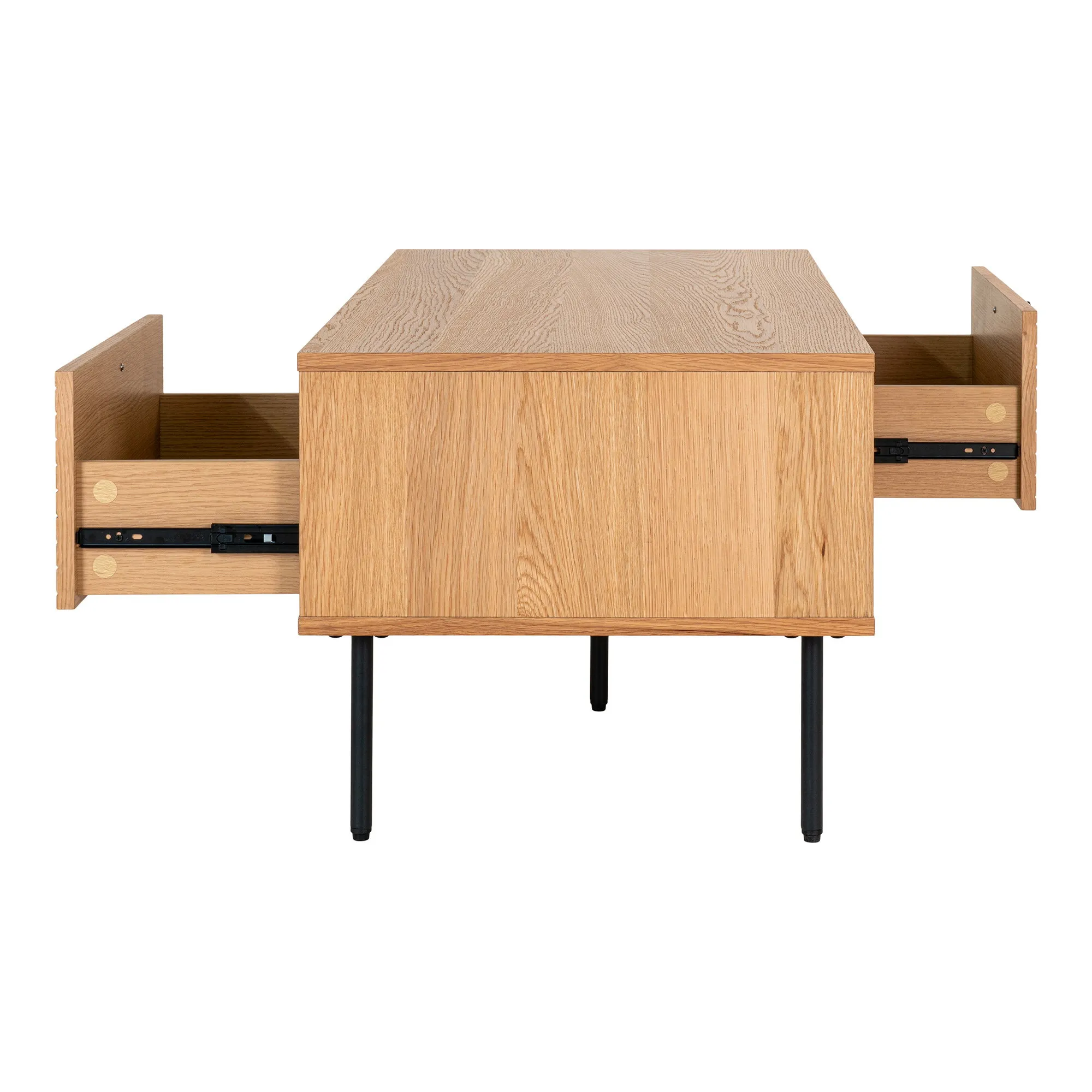 tinkaro Couchtisch Kyoto 2 Schubladen 100x50x45 cm Eiche Natur