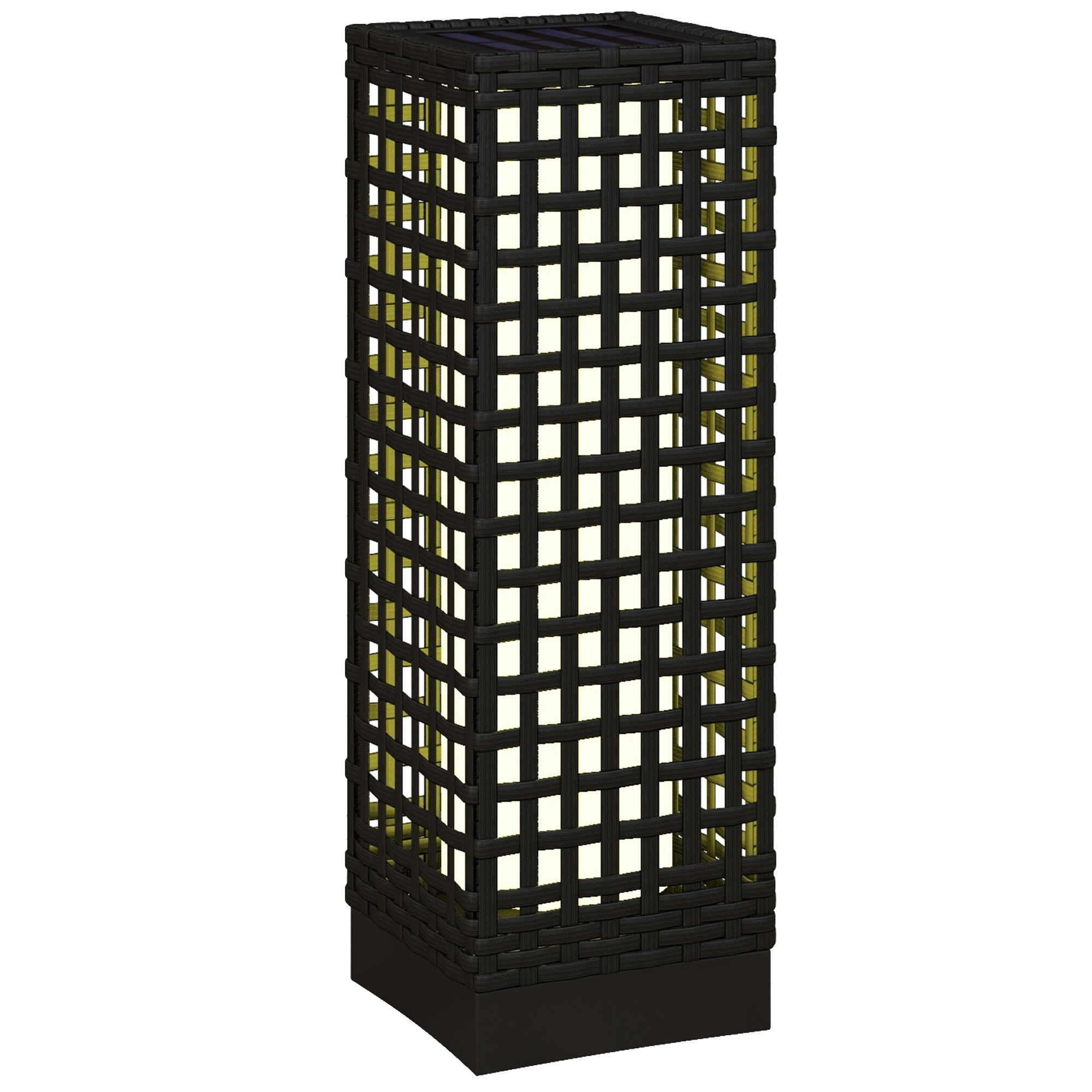 Solar Außenleuchte Rattanoptik Stahl Schwarz 15,5 x 15,5 x 46 cm