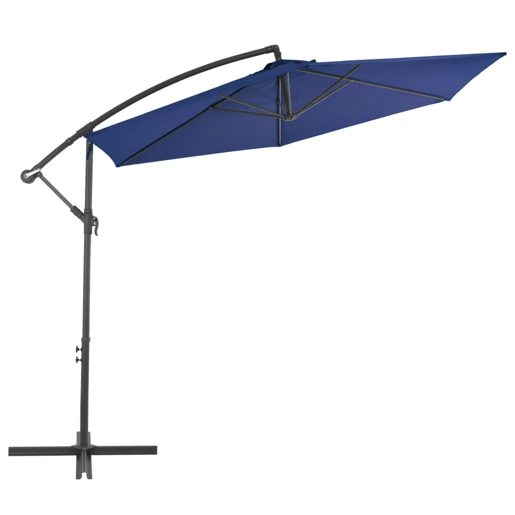 Eleganter blauer Sonnenschirm 300x244 cm mit stabilem Metallgestell