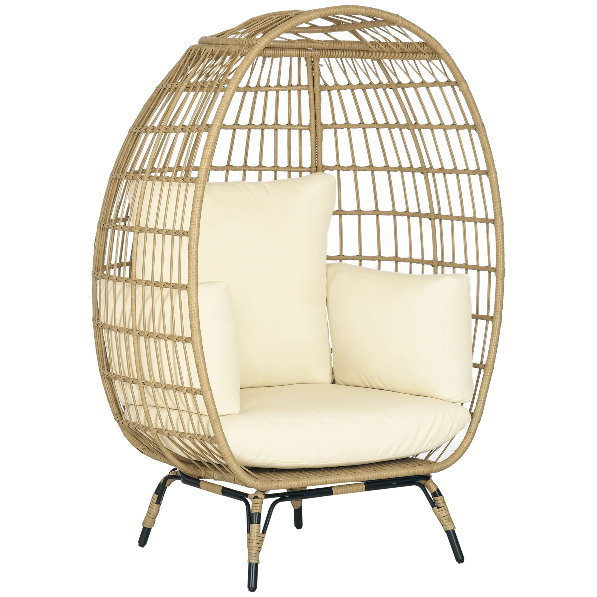 Korbstuhl Khaki-Beige 105L x 90B x 148H cm