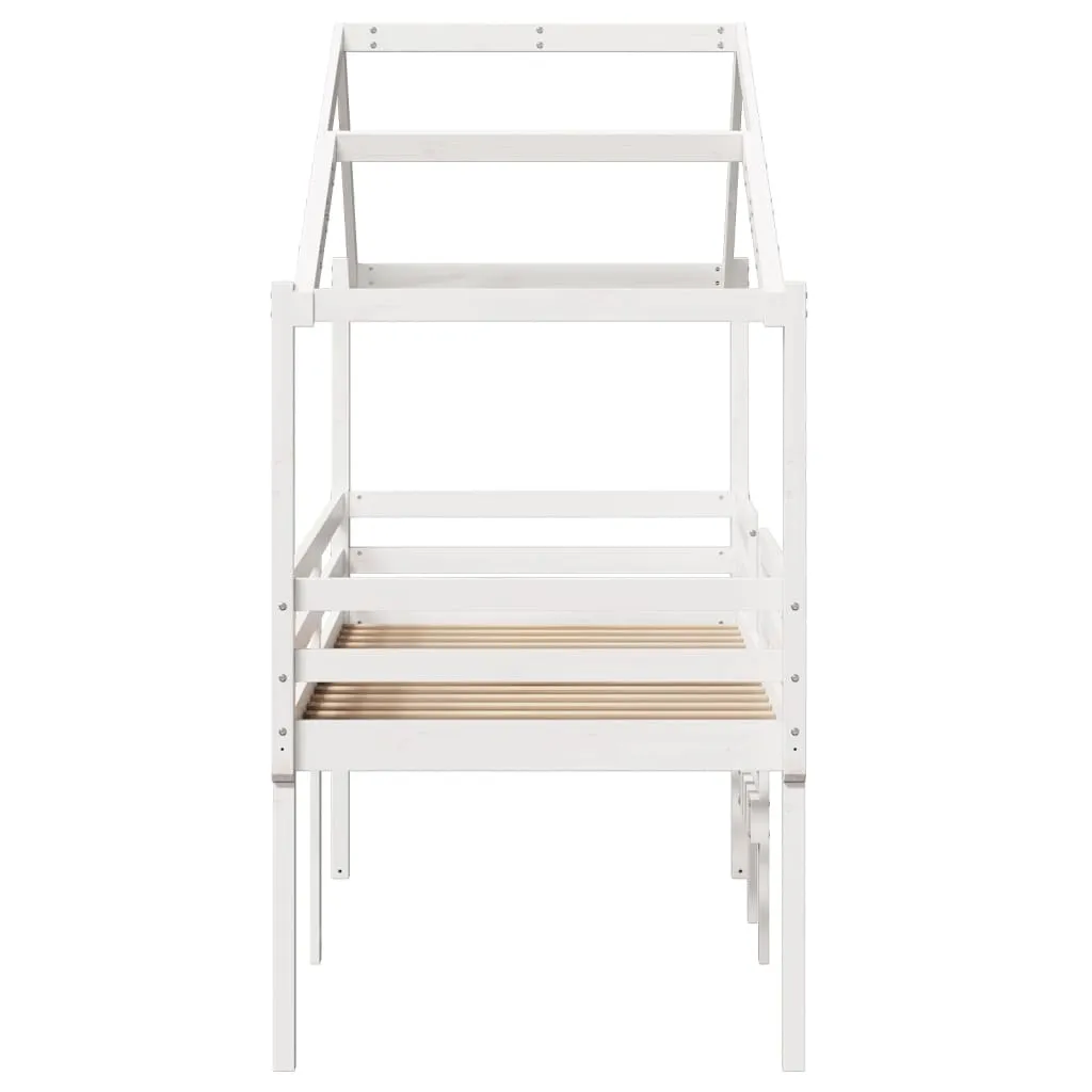 Hochbett Weiß aus Massivholz 205,5 x 95,5 x 89 cm