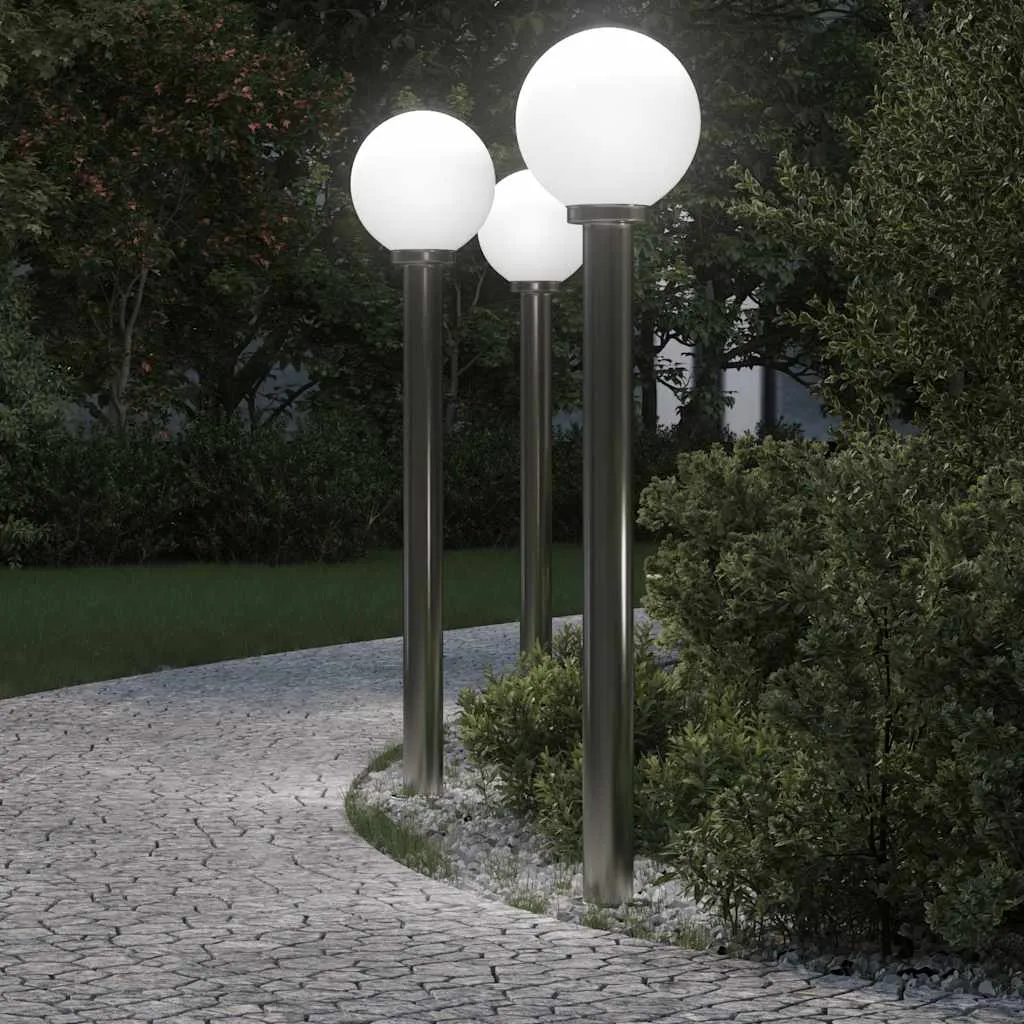 Silberne Pollerleuchte aus Edelstahl 25x120 cm mit IP44 Schutzart