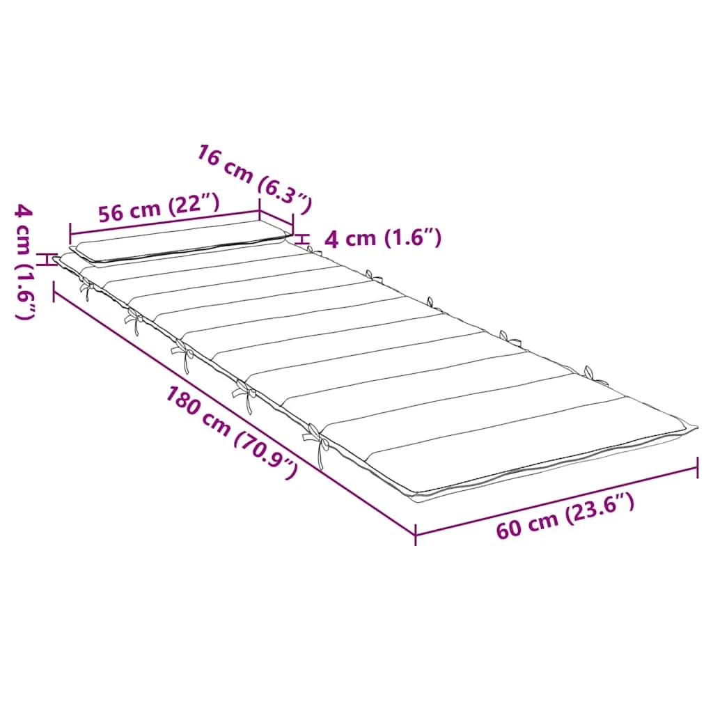 Bequeme Liegenauflage 180x60x4 cm in Schwarz