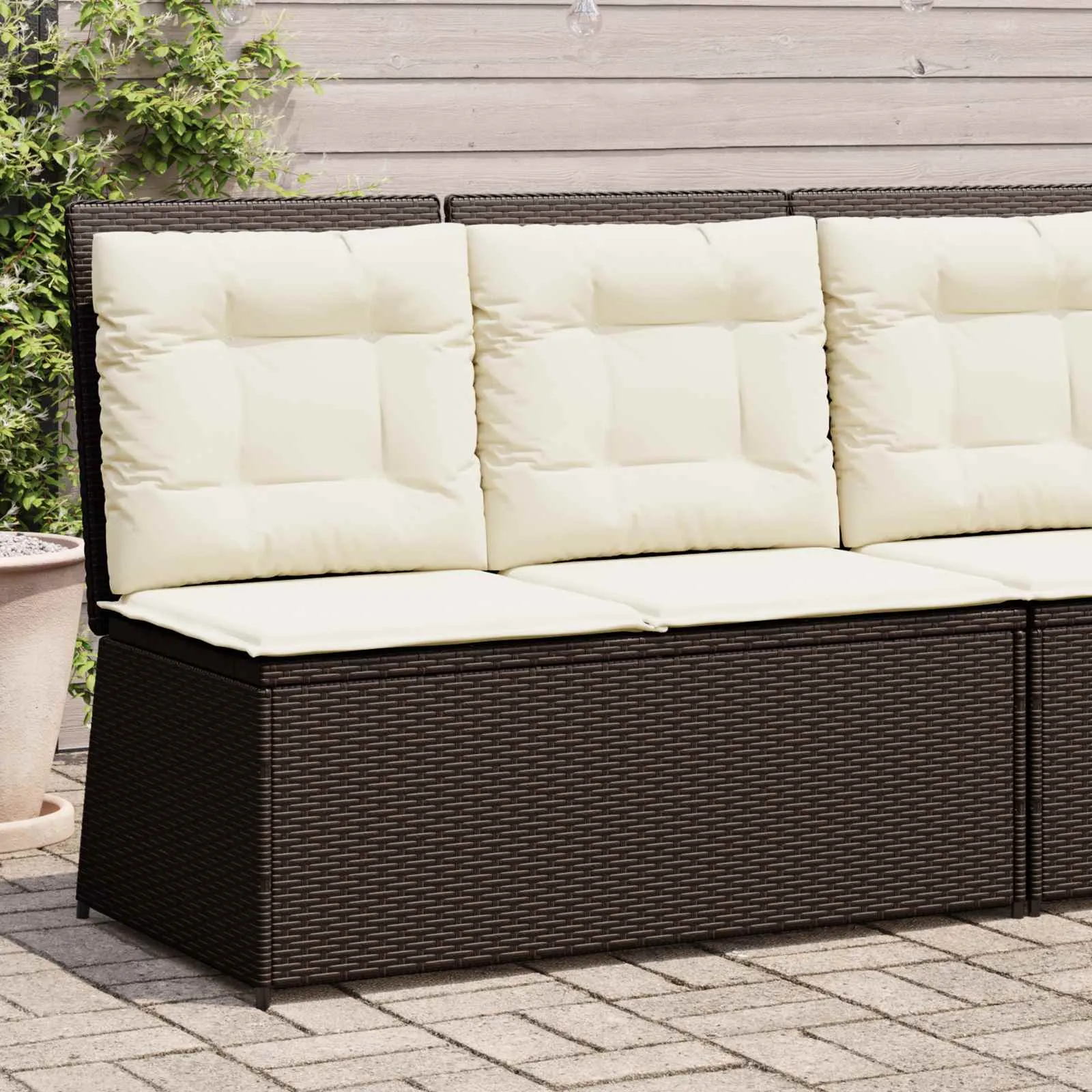Reclining Gartenbank Poly-Rattan 110x67x95 cm Braun