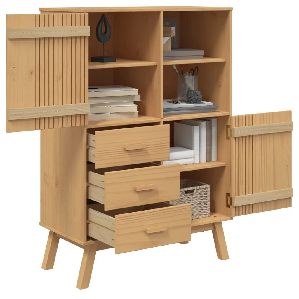 Sideboard aus massivem Kiefernholz Braun 85 x 43 x 125 cm