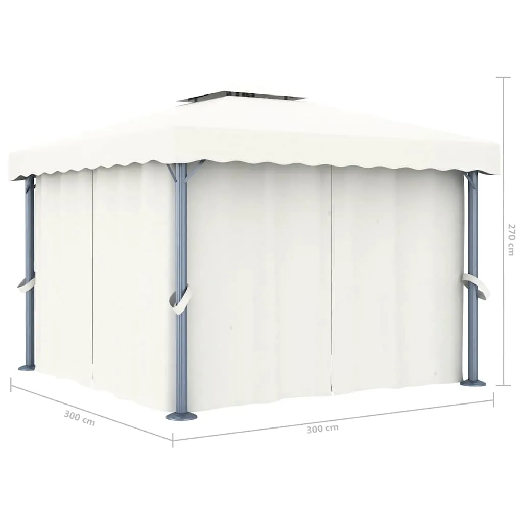 Stilvoller Pavillon 3x3 m Cremeweiß mit Aluminium- und Stahlgestell