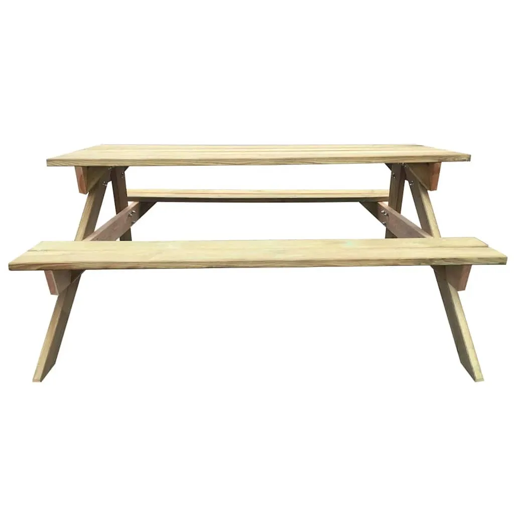Picknicktisch aus grün imprägniertem Massivholz 150x135x71,5 cm