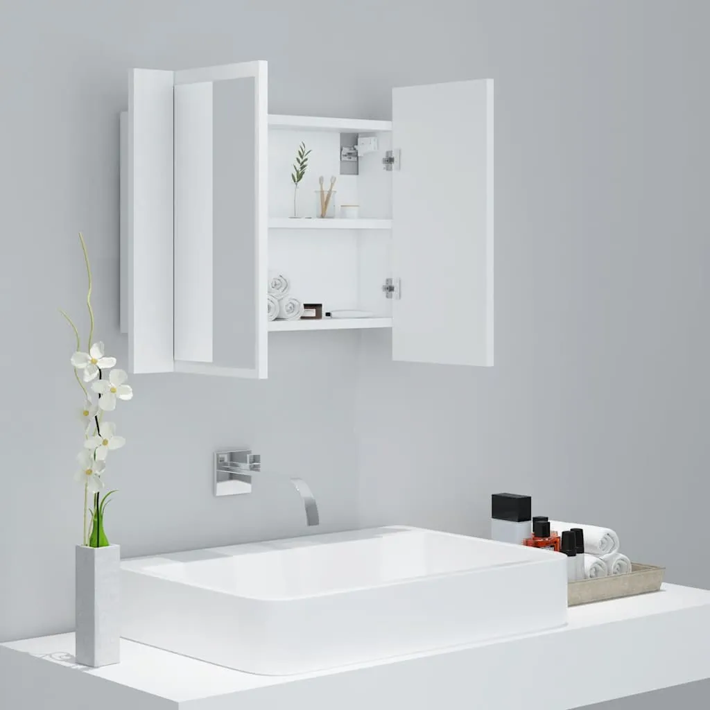 LED-Spiegelschrank Weiß 60 x 12 x 45 cm mit RGB-Licht