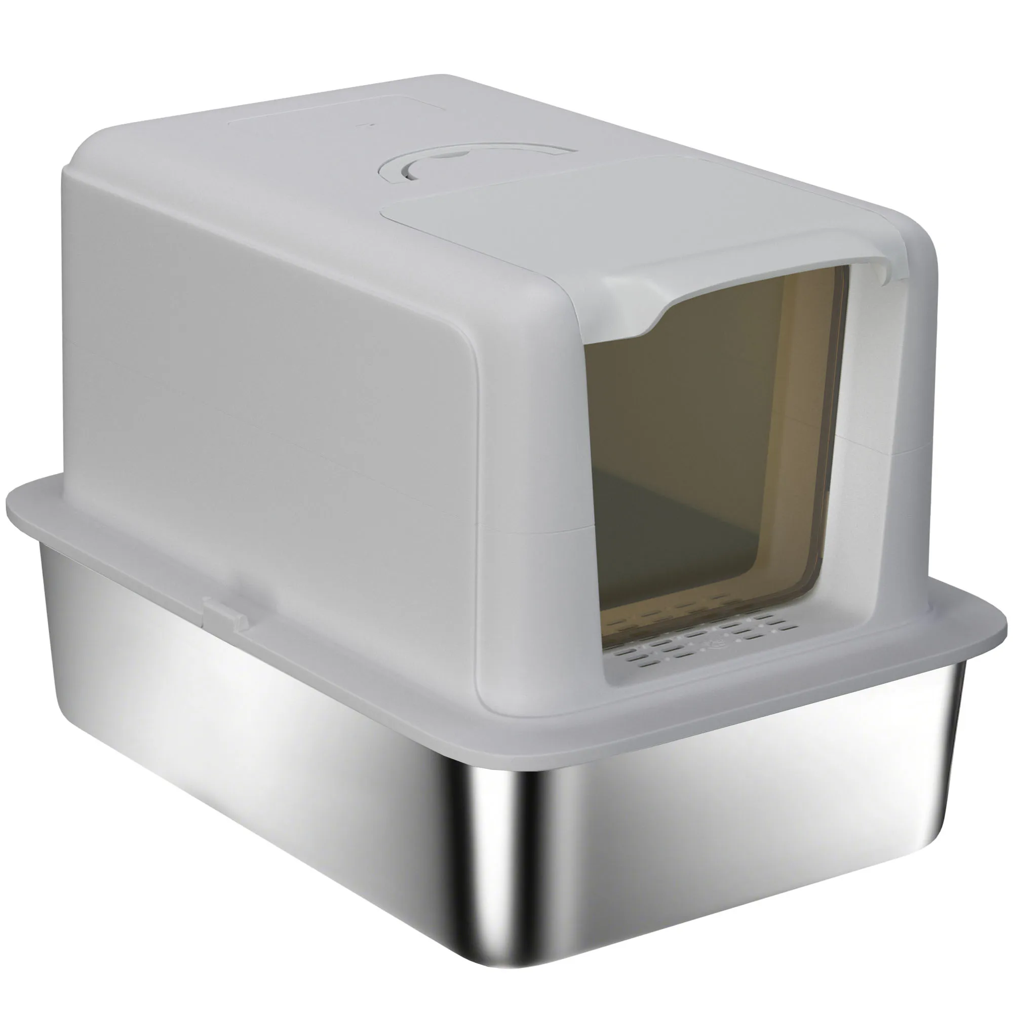 Katzentoilette Edelstahl 40,5B x 60,5T x 41,5H cm Grau+Silber