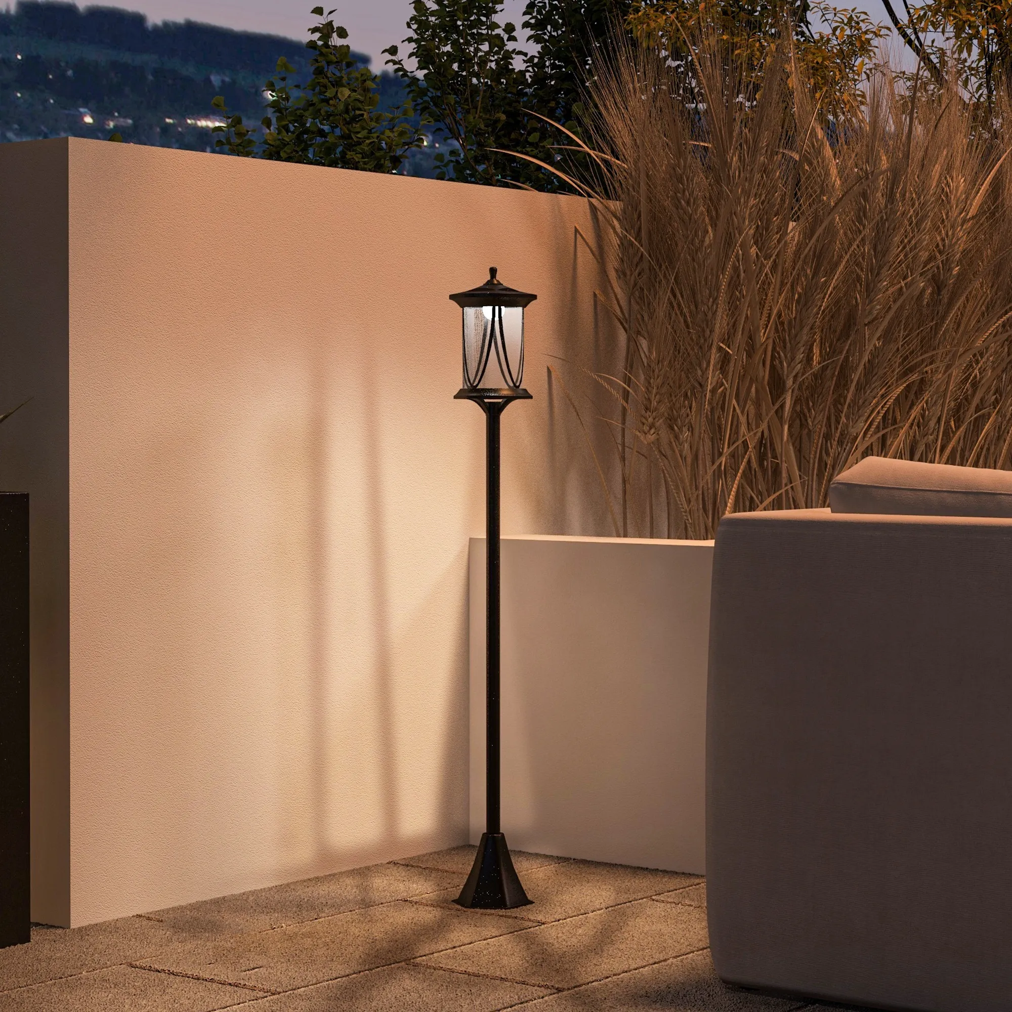 Solar Gartenleuchte LED Wegleuchte Schwarz 127 cm hoch